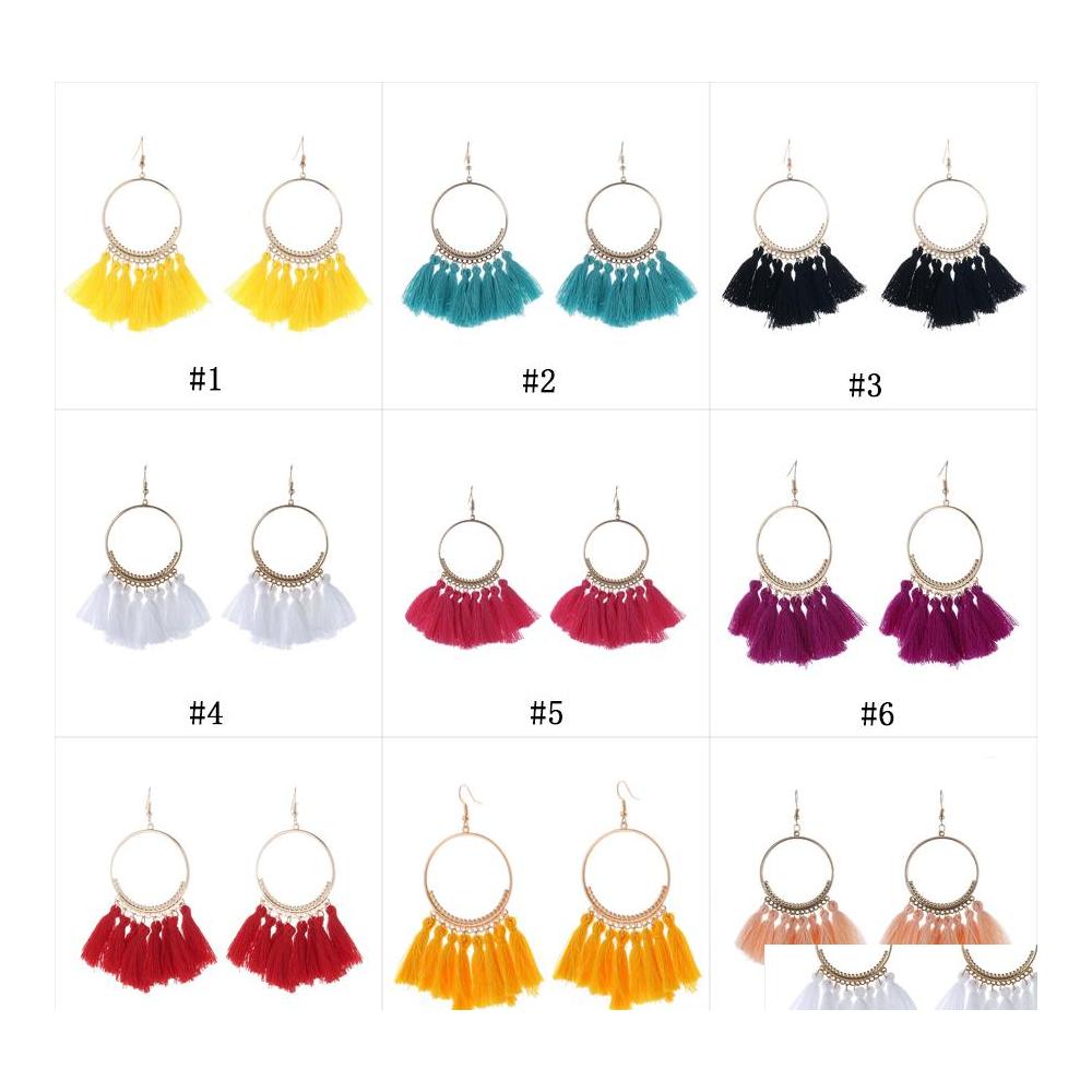 

Dangle Chandelier Trendy Bohemian Ethnic Fringe Tassel Drop Earrings For Women Gold Big Hoop Statement Earring Fashion Boho Girls Otpdn
