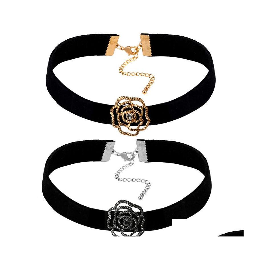 

Pendant Necklaces Fashion Jewelry Womens Choker Necklace Ribbon Chain Rose Drop Delivery Pendants Dhmuy