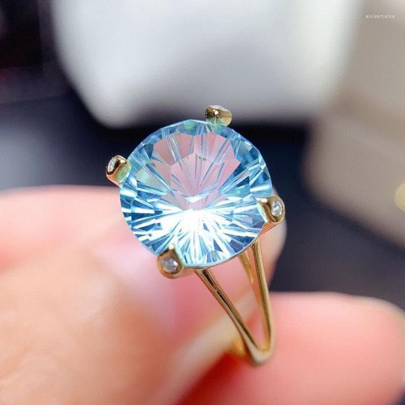 

Wedding Rings Arrival Luxury Gold Color Cubic Zirconia Blue CZ Stone Crystal Open For Women Girls Dubai Bridal Jewelry