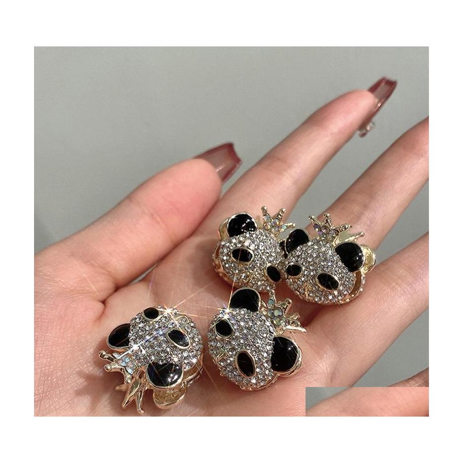 

Hair Clips Barrettes Fashion Jewelry Cute Rhinestone Crown Panda Hairpin For Women Fixed Clip Shark Bobby Pin Lady Girl Back Head Dhhvz