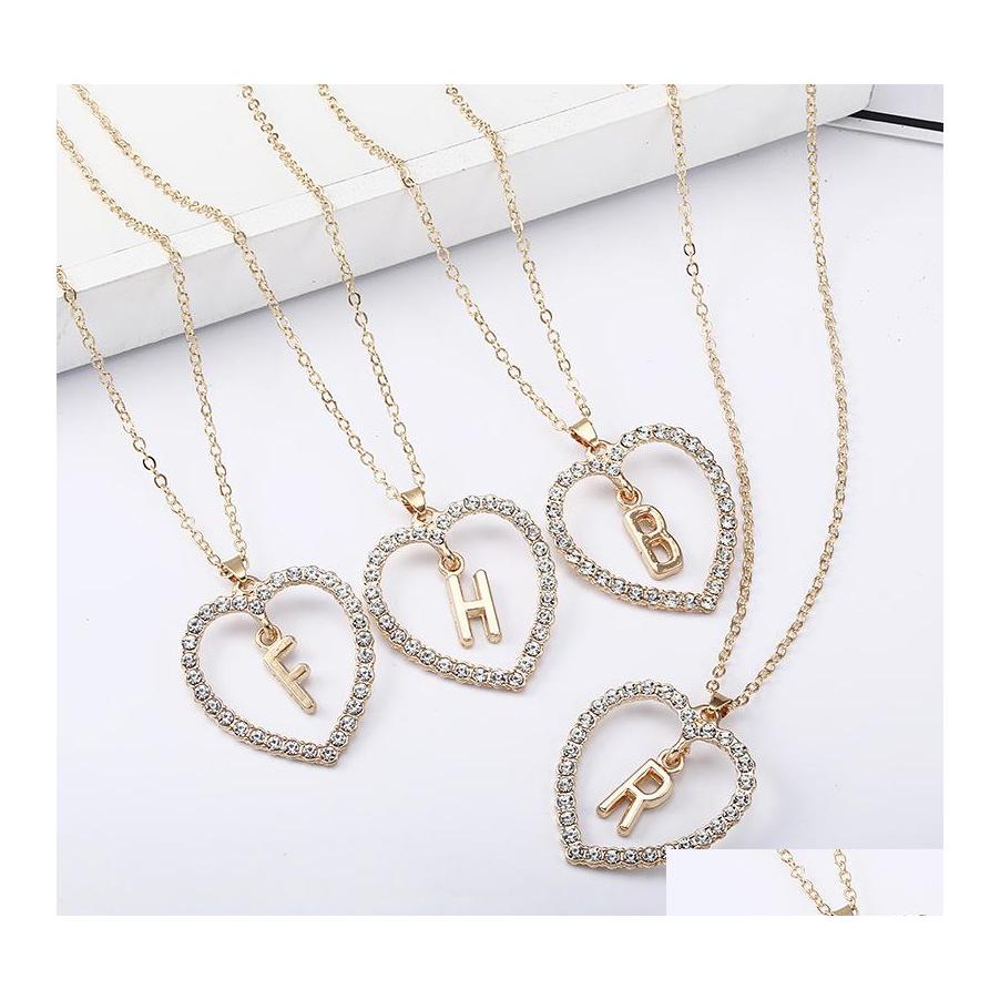 

Pendant Necklaces Luxury Crystal Initial Letter For Women Hollow Love Heart 26 Alphabet Charm Gold Chains Fashion Jewelry Drop Deliv Otvn3