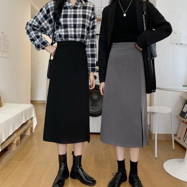

Skirts Korean Style Women Long Girls, Black