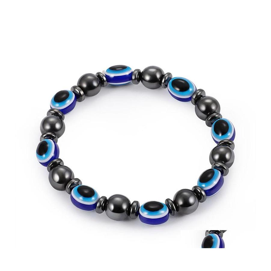 

Beaded Strands Energy Magnetic Hematite Blue Evil Eye Bracelet Women Power Healthy Black Gallstone Beaded Chains Bangle For Men S F Otmo8