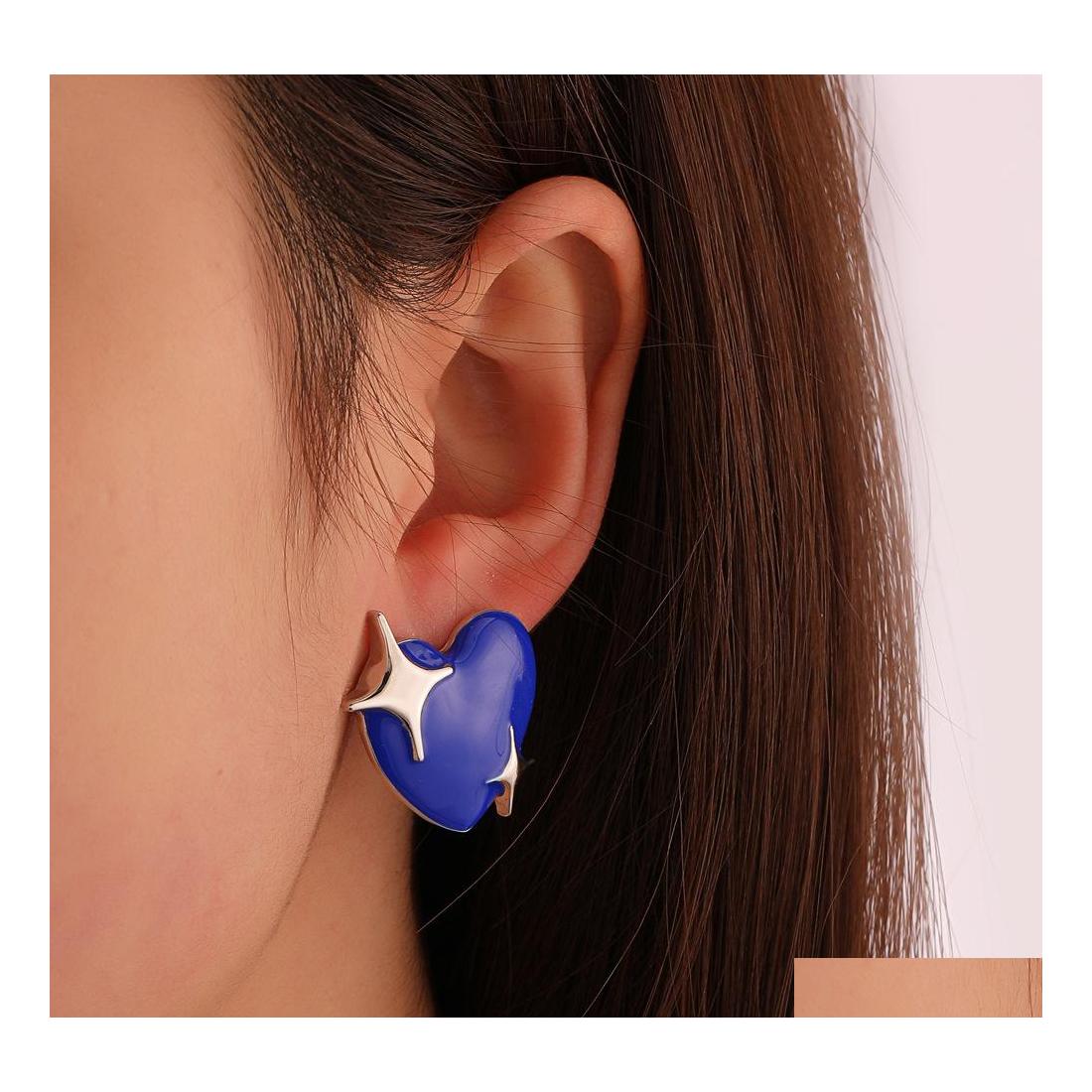

Stud Fashion Jewelry Earrings For Women Black Blue Glaze Star Drop Delivery Dh4Sk