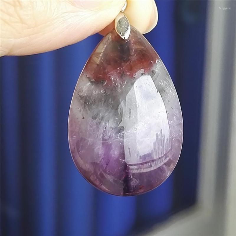 

Pendant Necklaces Genuine Purple Red Natural Auralite 23 Necklace Charming Suspension Water Drop Stone 34x23x10mm