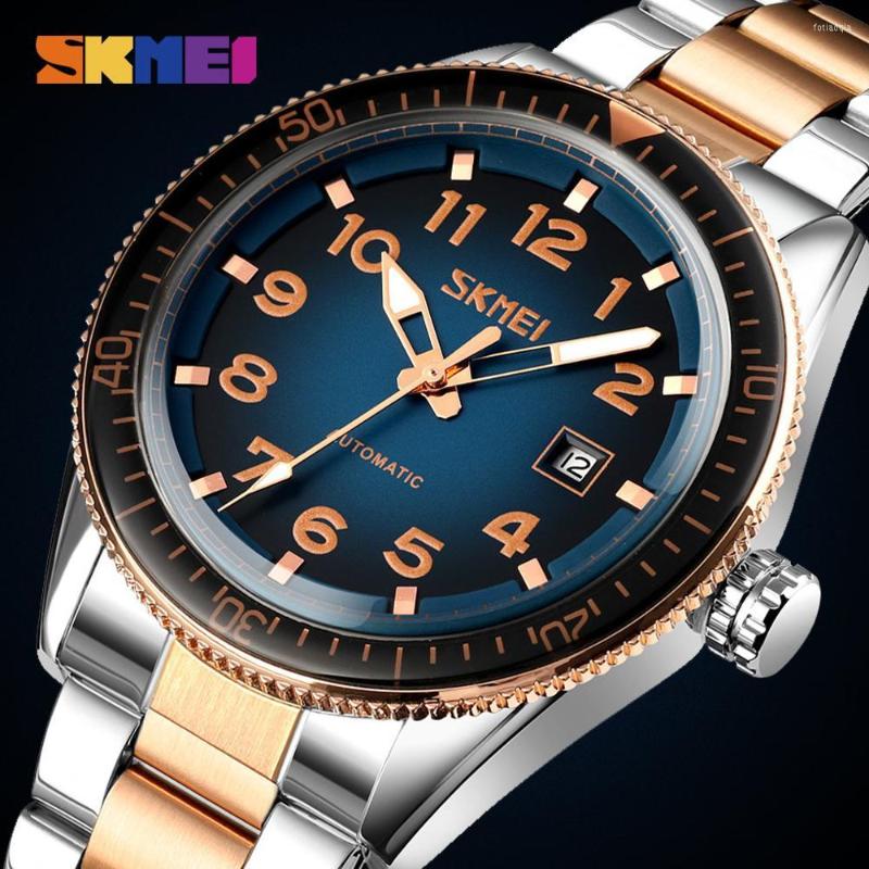 

Wristwatches Business Automatic Watch Men Mechanical Date Time Mens Luminous Waterproof Male SKMEI Relogio Masculino, Black