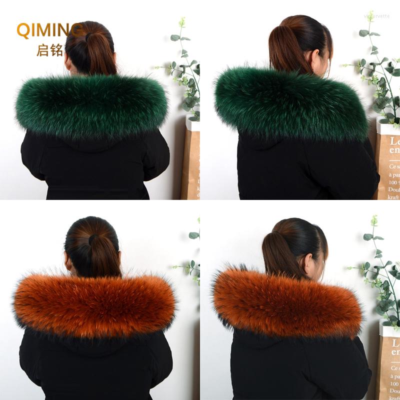 

Scarves Winter Raccoon Fur Collar Fashion For Women Coat Warmer Hood Real Scarf Men Muffler Shawls And Wraps Trim