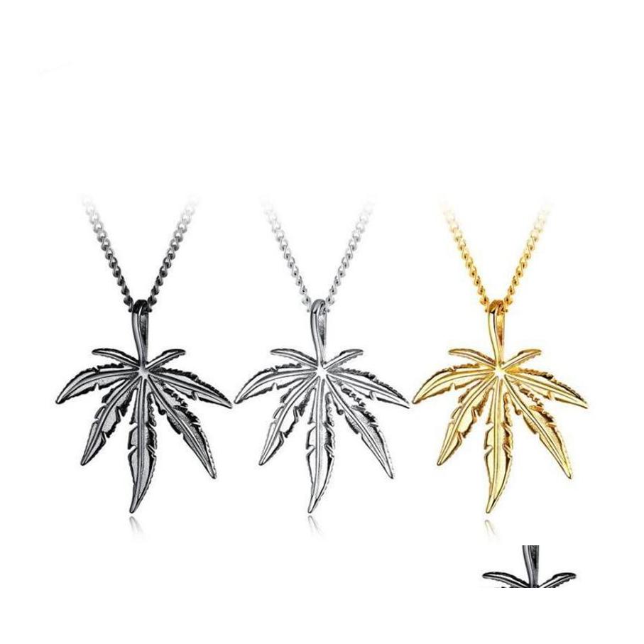 

Pendant Necklaces Fashion Man Maple Leaf Necklace Titanium Steel Glittery Charm Chain Gift Hip Hop Jewelry Accessories Drop Delivery Otgfj