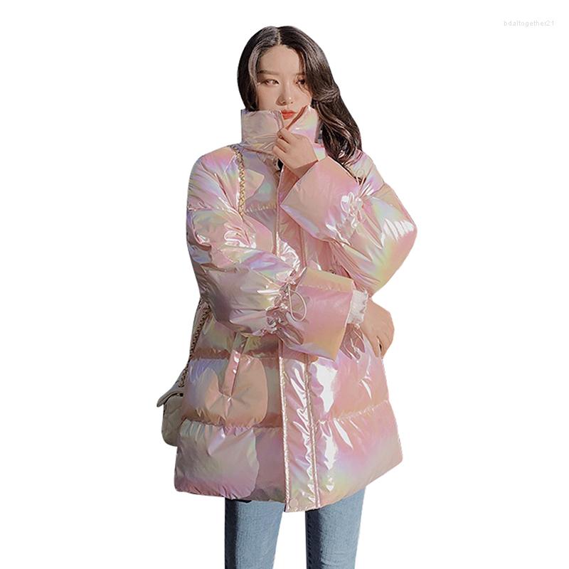 

Women' Trench Coats High Quality Cotton Padded Jacket Women Stand Collar Full Sleeve Thicken 2023 Winter Warm Outwear Female CX2242, Short pink