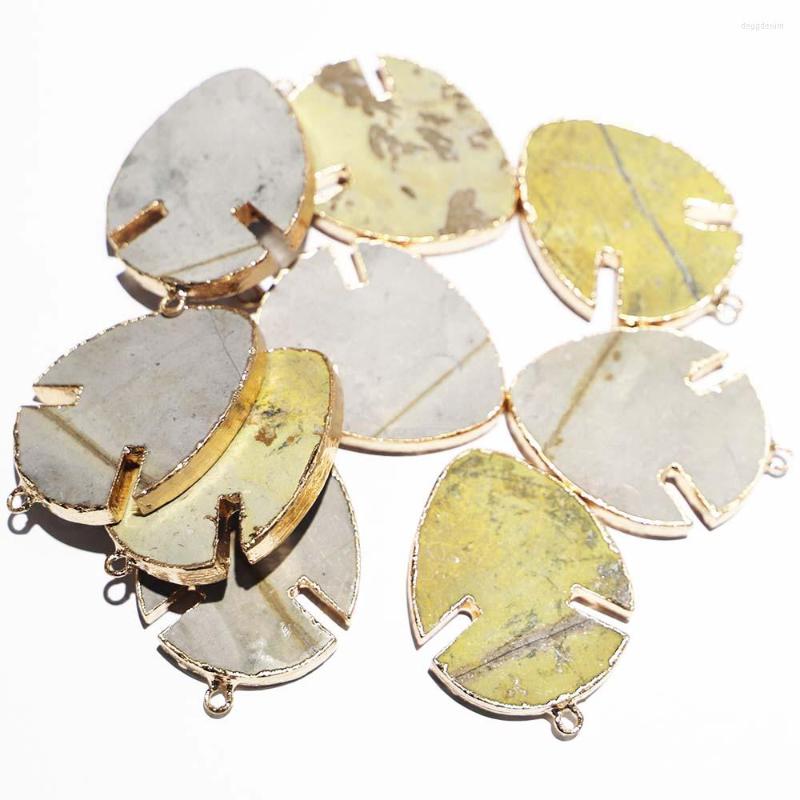 

Pendant Necklaces Natural Semi Precious Stone Arow Pendants Gold Plated Eedge Ruggedly Fashion Charms Jewelry Accessories Wholesale 6Pcs