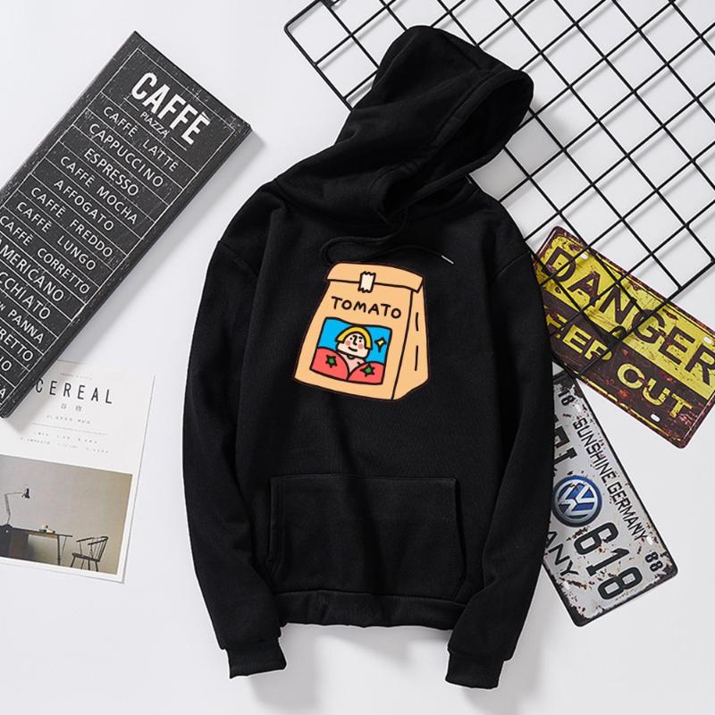 

Women's Hoodies & Sweatshirts Kawaii Fleece Winter Paper Bag Cartoon Graphics Printed Funny Women Soft Cute Harajuku Hip Hop Streetwear, White