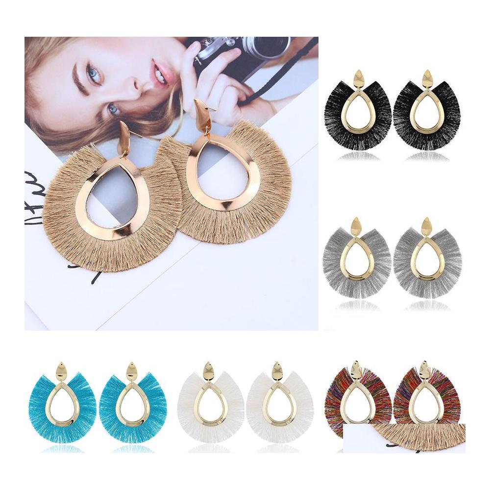

Dangle Chandelier Bohemian Exaggerated Big Tassel Drop Earrings For Women Fringe Handmade Brincos Statement Female Fashion Boho Je Otwcg