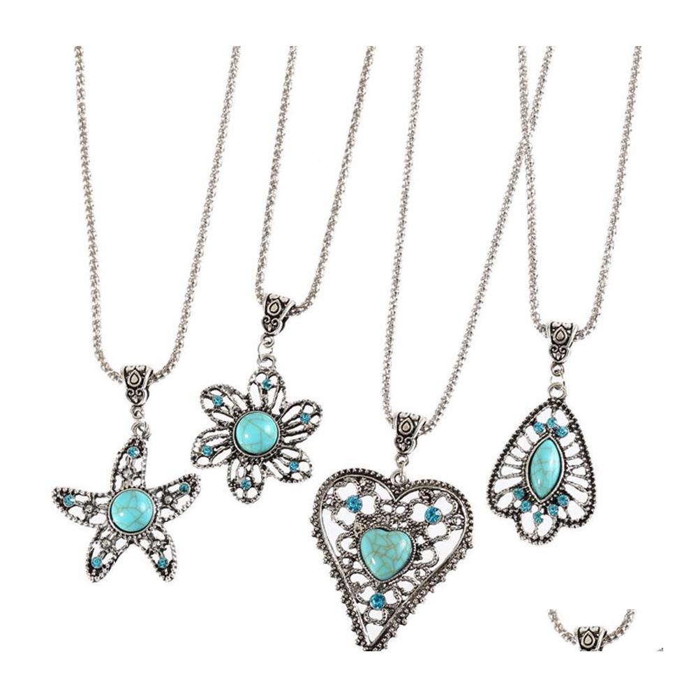 

Pendant Necklaces Turquoise Necklace Bohemian Diamond Starfish Peach Heart Fine Fashion Nanashop Drop Delivery Jewelry Pendants Dhz5N