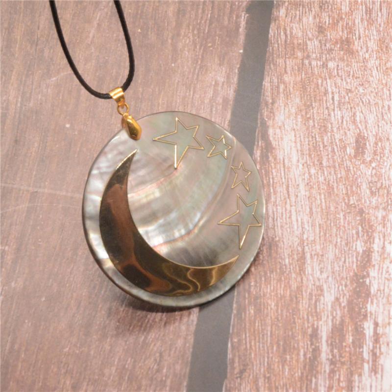 

Pendant Necklaces Fashion Jewelry Accessories Natural Color Abalone Shell Necklace Women's Stars Moon Pattern Exquisite Gift Y620