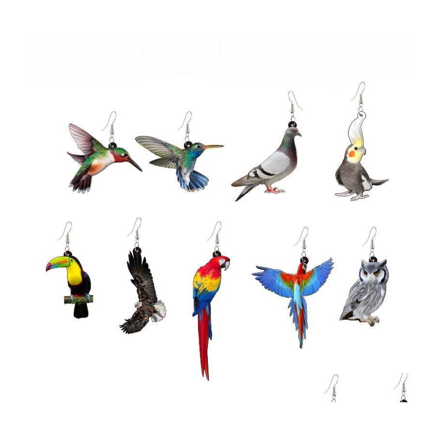 

Charm Cute Acrylic Bird Earrings For Women Funny Hummingbird Pigeon Eagle Owl Parrot Animal Drop Earring Novelty Jewelry Delivery Otfka