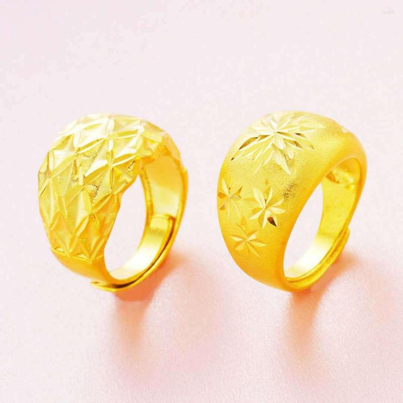 

Wedding Rings Wide Babysbreath Men Ring 24K Gold Plated Brass For Birthday Anniversary Engagement Fashion Jewelry Gift