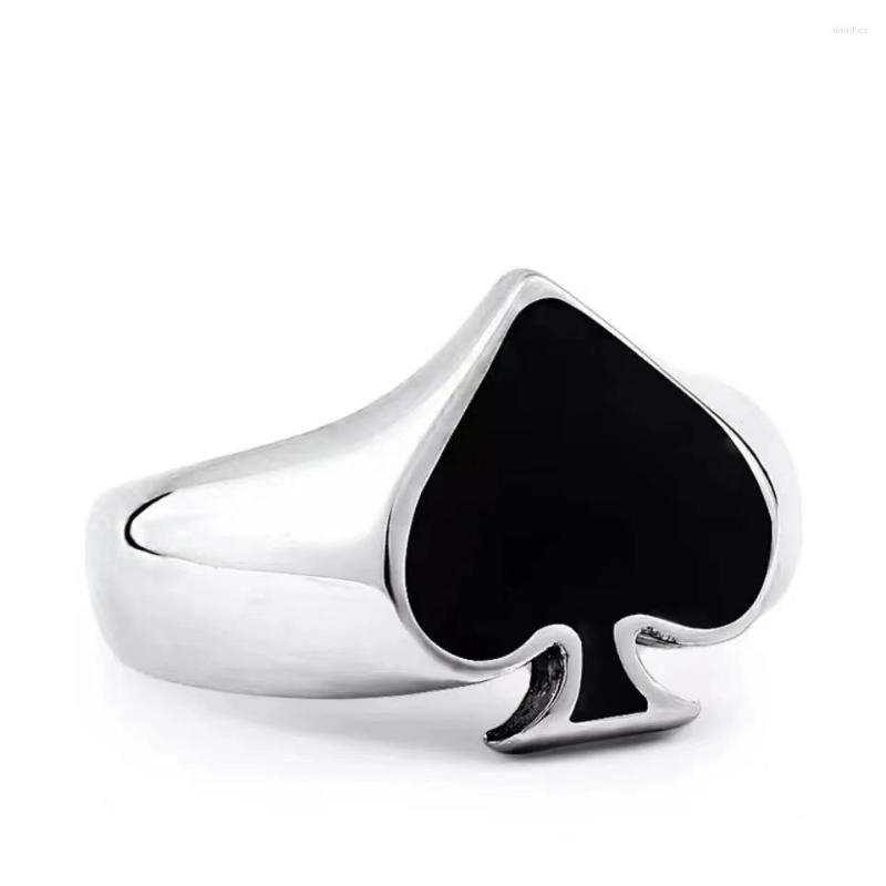 

Wedding Rings Fashion Black Heart Shape Unisex Card Ring Personality Game Pattern Spades Alloy Jewelry Party Accessories Gifts