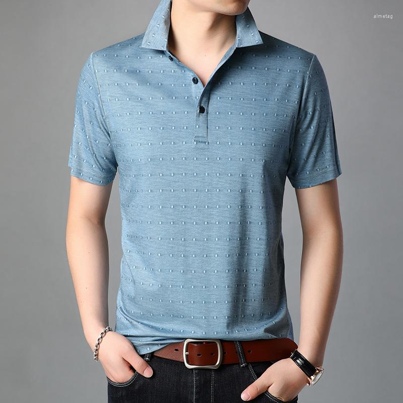 

Men' Polos High Quality Summer Fashion Design Cotton Polo Business Clothes Male Casual Fit Short Sleeve, Blue