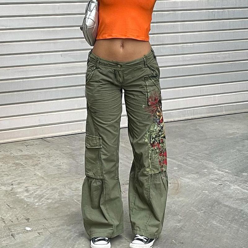 

Women' Pants WeiYao Streetwear Grunge Cargo Tie Dye Print Vintage 90s Wide Leg Trousers Women Low Waist Straight Y2K Sweatpants, Picture shown