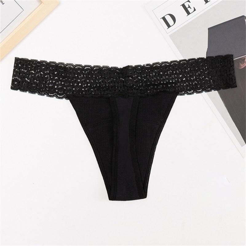 

Women' Panties Sexy G String Lace Women Four Layer Physiological Underwear Menstrual Period Leak Proof Thong Lingerie Briefs, Black