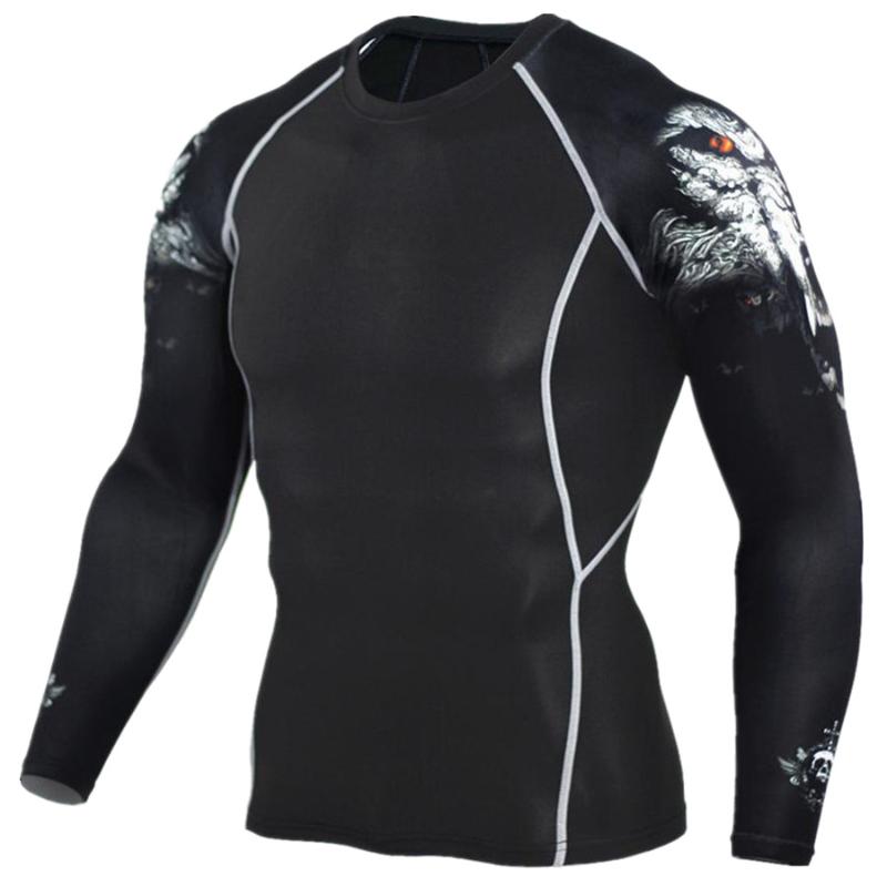 

Men's T Shirts Mens MMA Fitness Fashion 3D Teen Wolf Long Sleeve Compression Shirt Bodybuilding Workout Brand Clothing FitnessMen's, Tc116