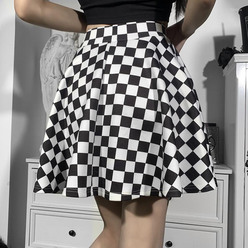 

Skirts Pleated Checkerboard Womens High Waisted Skirt, Picture shown