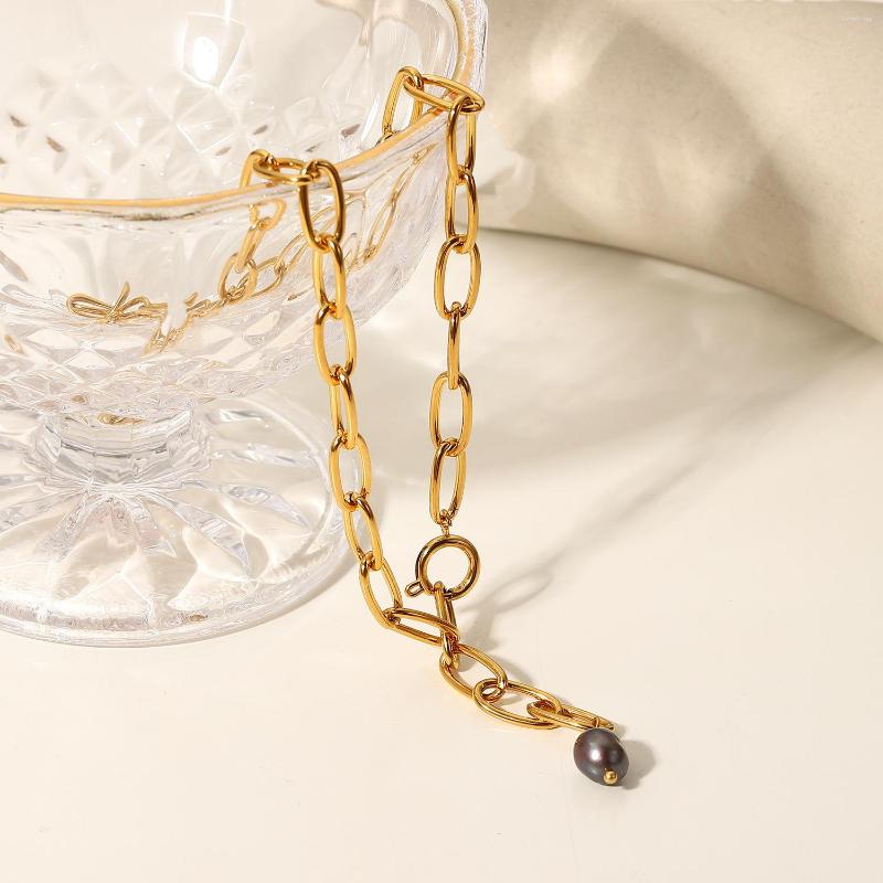 

Pendant Necklaces European And American Vintage Style Black Pearl Necklace Stainless Steel INS Fashion Women's Pendants