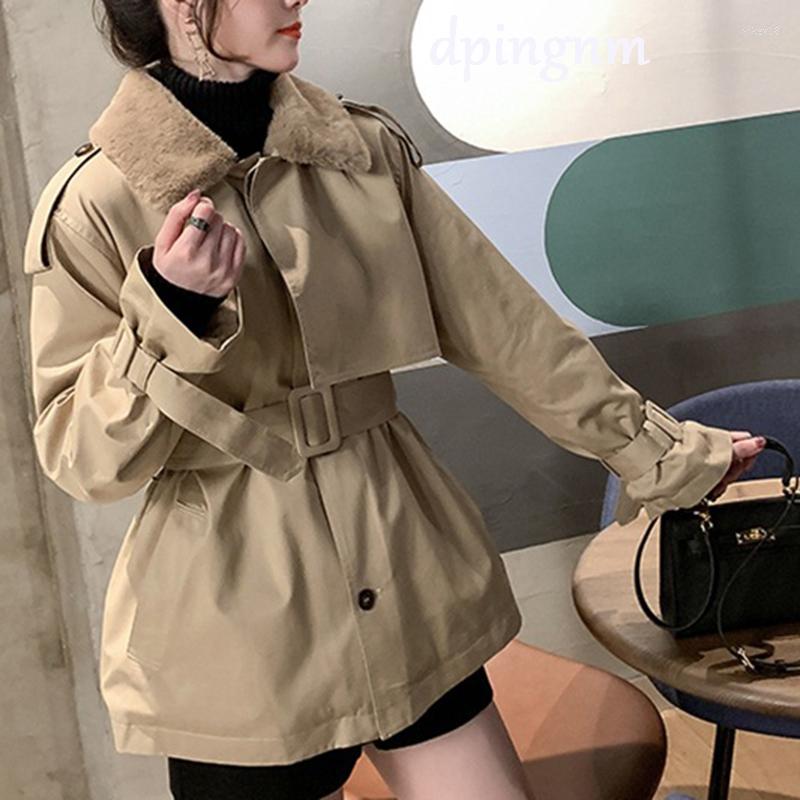 

Women' Trench Coats Winter Coat Women Jacket Korean Ladies Parkas Lace Up Cotton-padded Clothes Warm Outwear, Black