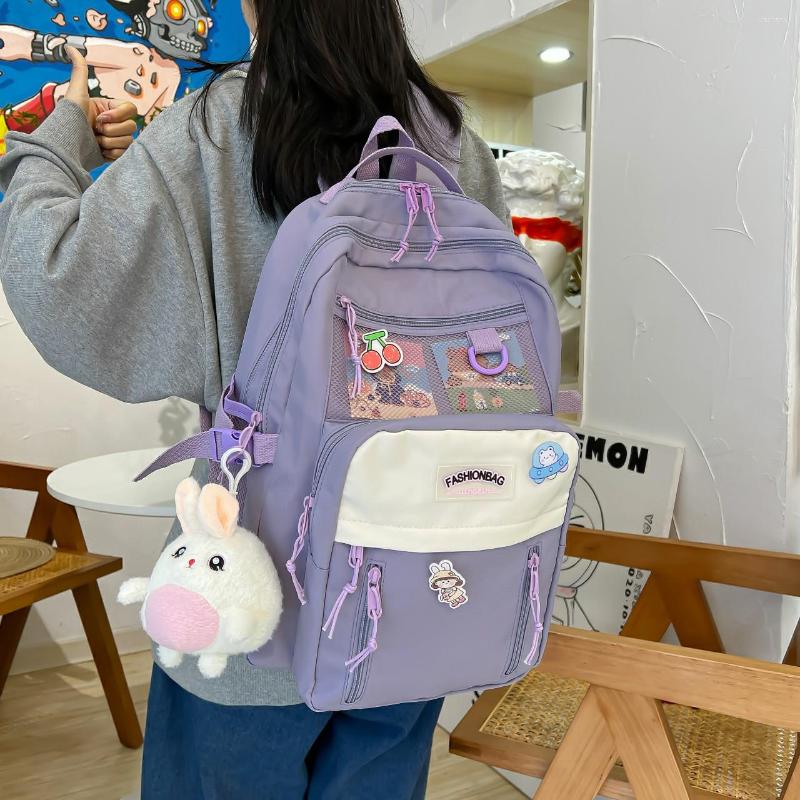 

School Bags Fashion Waterproof Women Backpack For Teenager Kawaii Girl Female Bag Nylon Black Cute Students Bookbag 4 Colours