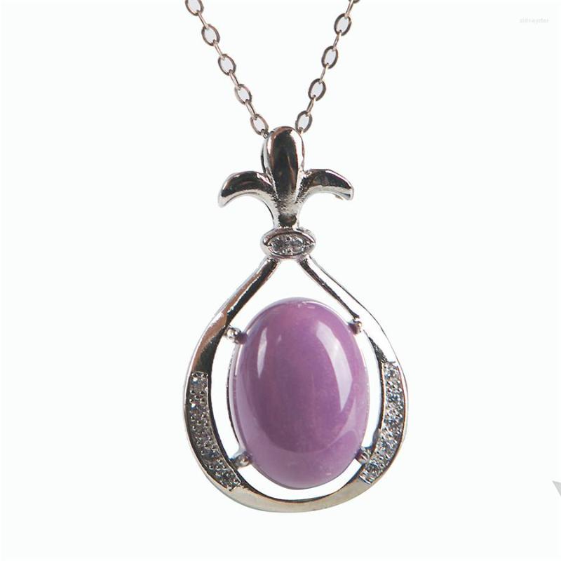 

Pendant Necklaces Genuine Phosphosiderite Purple Stone Women Lady Crystal Fashion 16 12 10mm