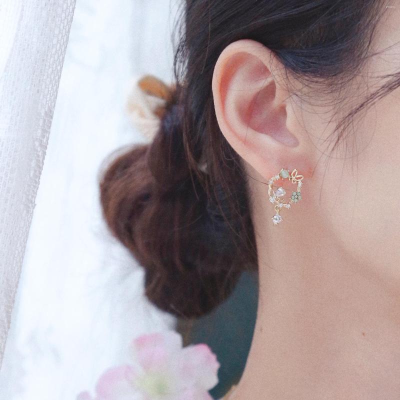 

Backs Earrings Fresh Delicate Flowers Rhinestone Without Pierced Clip On For Women