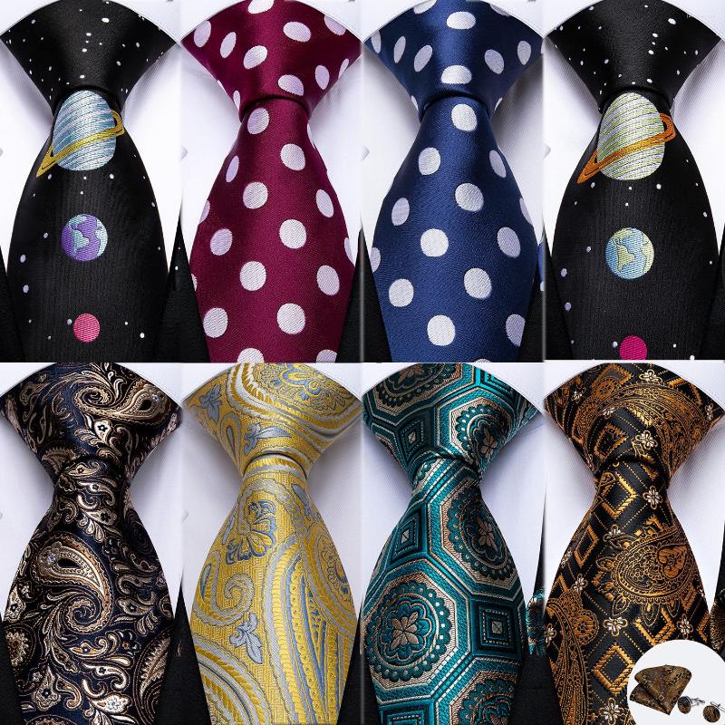 

Bow Ties DiBanGu Fashion Men Tie Handkerchief Cufflinks Set Silk Jacquard Dot Floral Paisley Business Formal Neck For Wedding Party