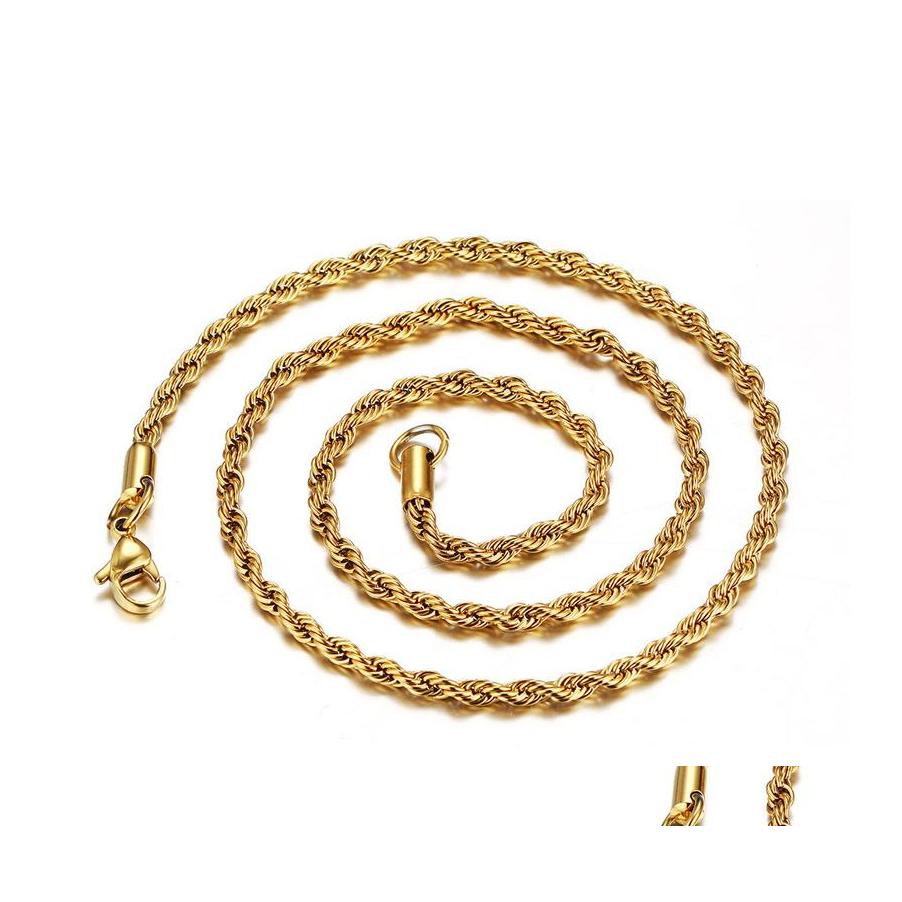 

Chains M 18K Gold Plated Twisted Rope For Women Men S Choker Necklaces Jewelry In Bk 16 18 20 22 24 30 Inches Drop Delivery Pendants Otang