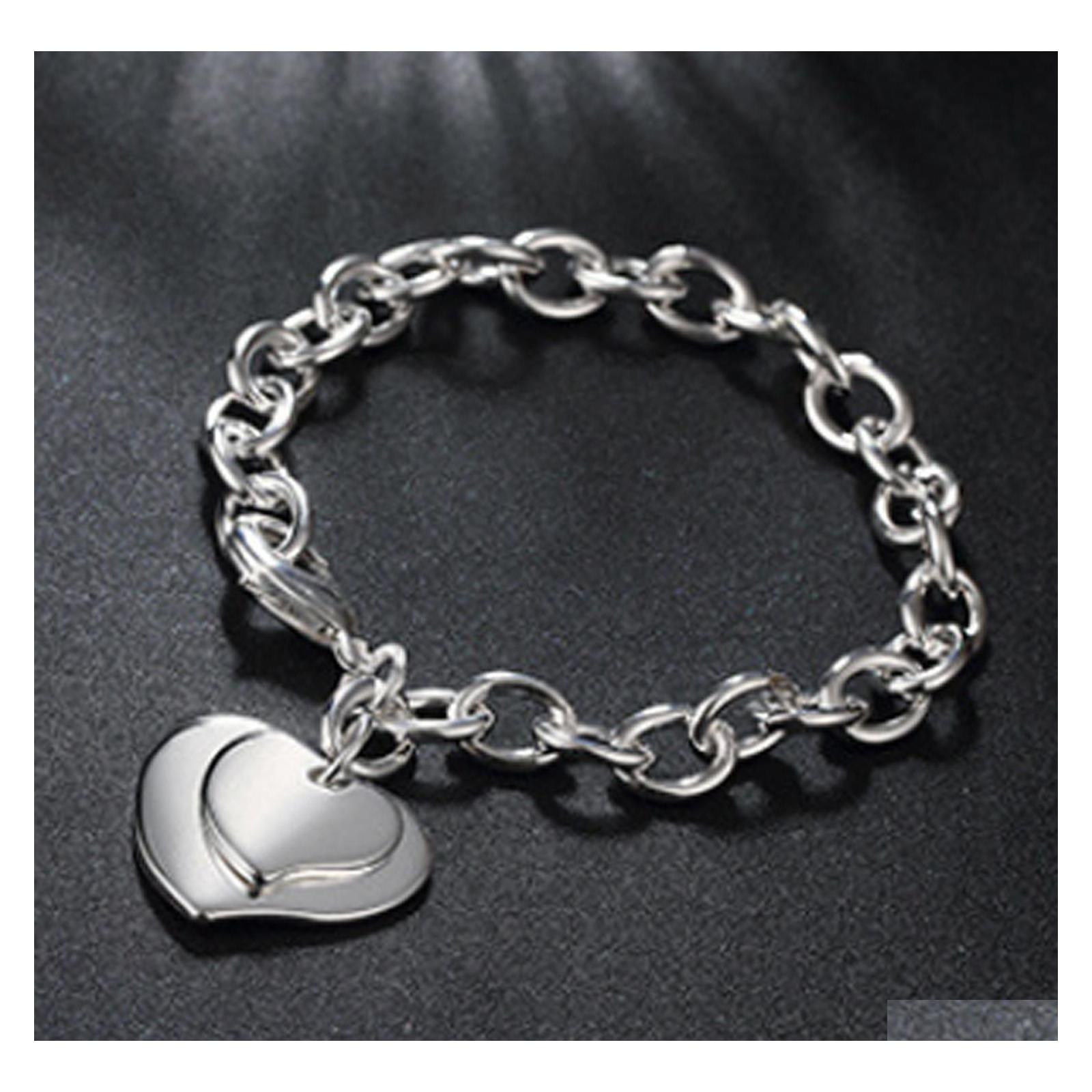 

Charm Bracelets Love Heart Bracelet For Women Gold Sier Color Bileklik Bangle Jewelry Charms Nanashop Drop Delivery Dht8T