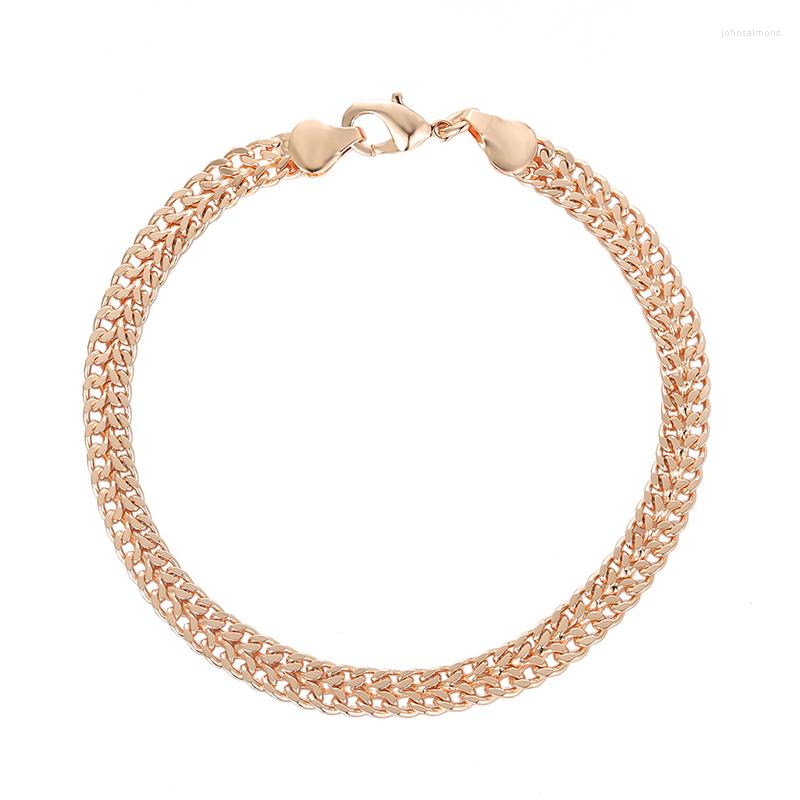 

Link Bracelets 1pcs 6mm Men Women Gold Color Bracelet Bangles Lobster Clasp Rose Chain Accessories E137