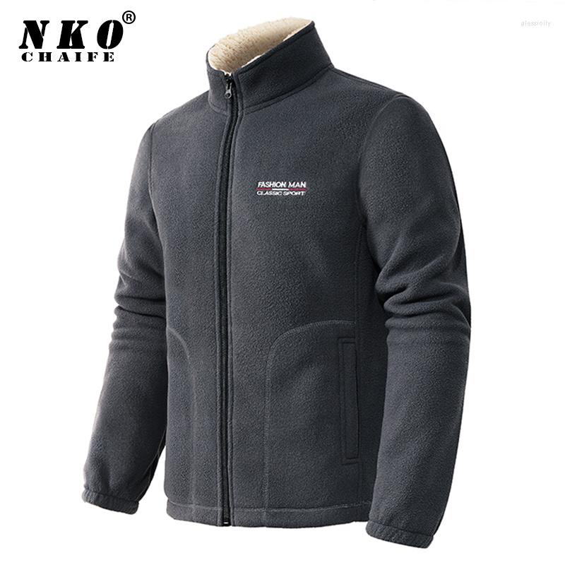 

Men's Jackets CHAIFENKO Brand Spring Autumn Casual Fleece Jacket Men Fashion Slim Fit Stand Collar Zipper Coat Thick Warm, 95 gray