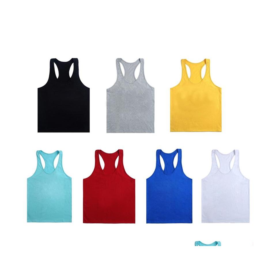 

Yoga Outfits Fitness Men Blank Stringer Cotton Tank Top Singlet Bodybuilding Sport Undershirt Clothes Gym Vest Muscle Drop Delivery Dhfrg, As picture show