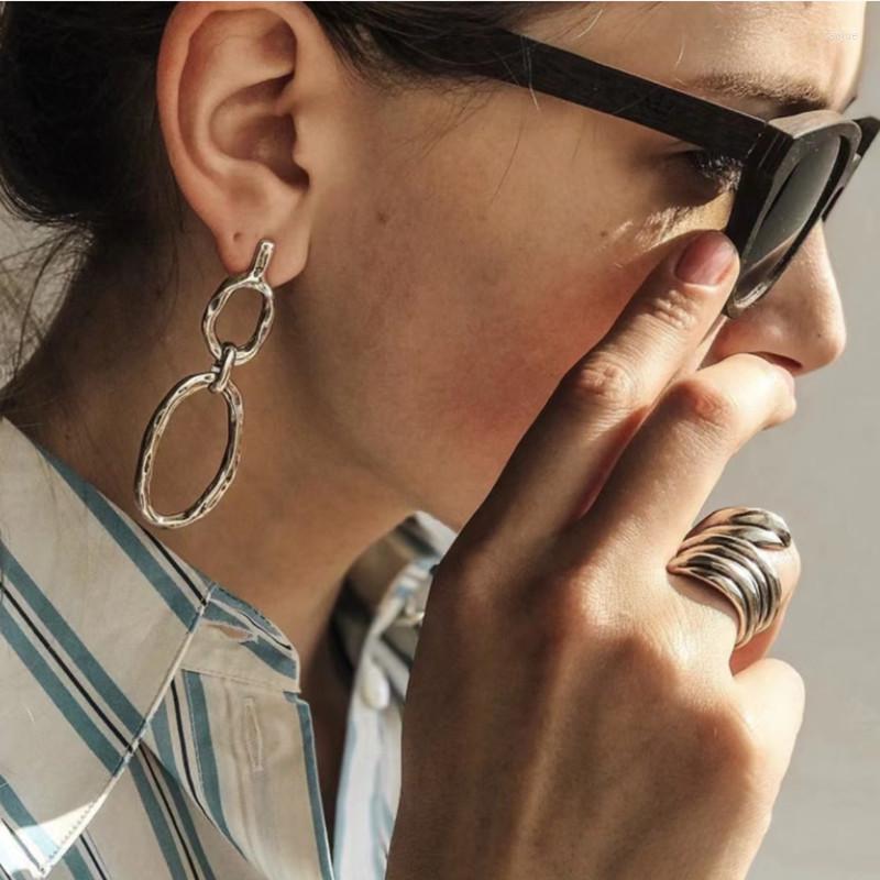 

Stud Earrings Hand Made Double Circle Oval Women Silver Plated Studs Personalized Birthday Gift For