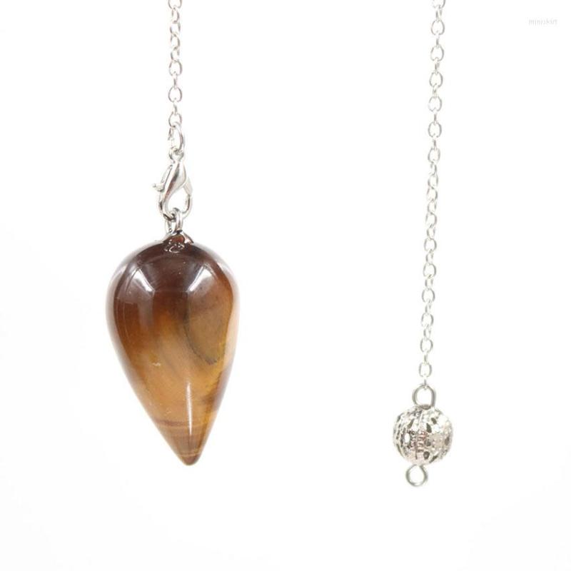 

Pendant Necklaces FYSL Silver Plated Water Drop Tiger Eye Stone Link Chain Lapis Lazuli Pendulum Jewelry