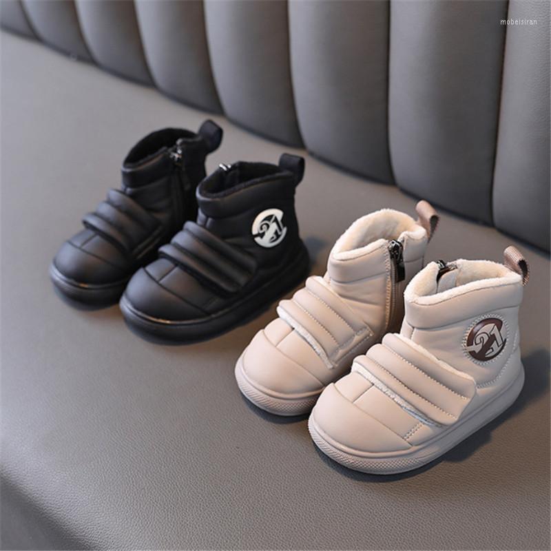

First Walkers Winter Girls Boots 2023 Children's Shoes Soft Cotton Warm Leather Fashionable Toddler Baby Waterproof Anti-slip, Black