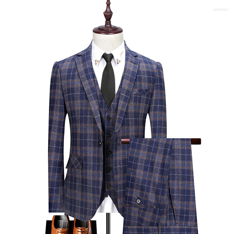 

Men' Suits Men' Blazer Suit Three-piece (jacket Pants Vest) Fashion Urban High-end Business Terno Masculino, Style 3