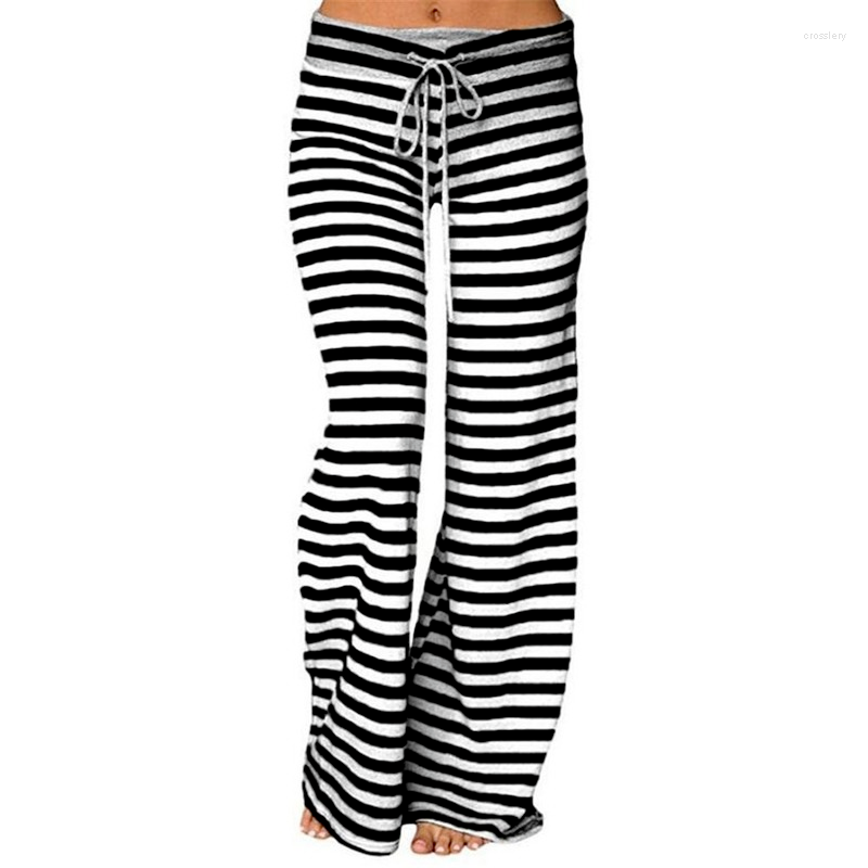 

Women' Pants 2023 Korean Ladies Leggings Fashion Women Striped High Waist Elastic Loose Wide-leg Dancing Quick-drying, Black