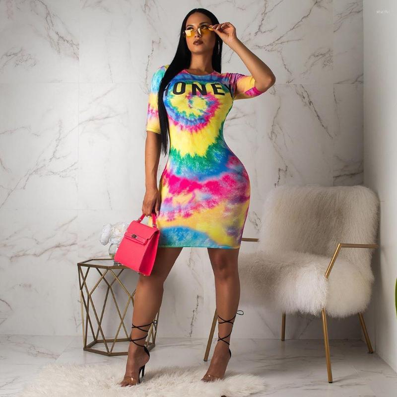 

Party Dresses Tie Dye Dress Mini Short Letter Women Summer Vestidos Mujer Bodycon Sexy Club Sukienka Letnia Vestiti Donna 2023, Picture shown