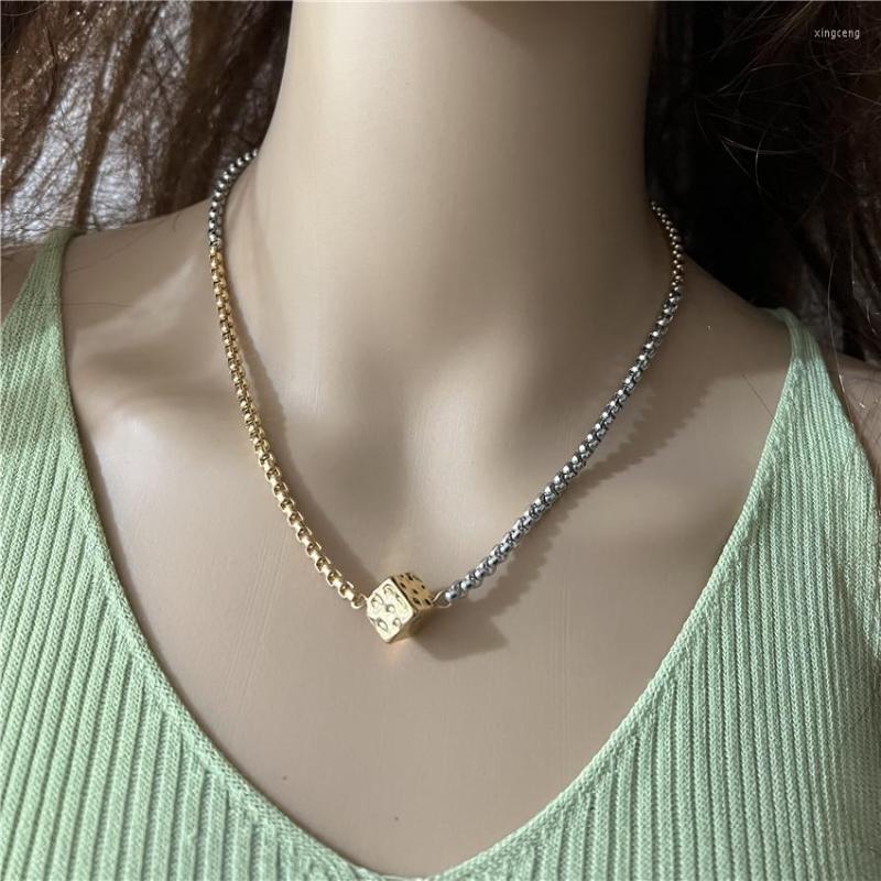 

Choker Anslow Brand Wholesale Fashion Vintage Gold Silver Color Plated Short Statement Necklace Cube Charms Party Jewelry Gifts