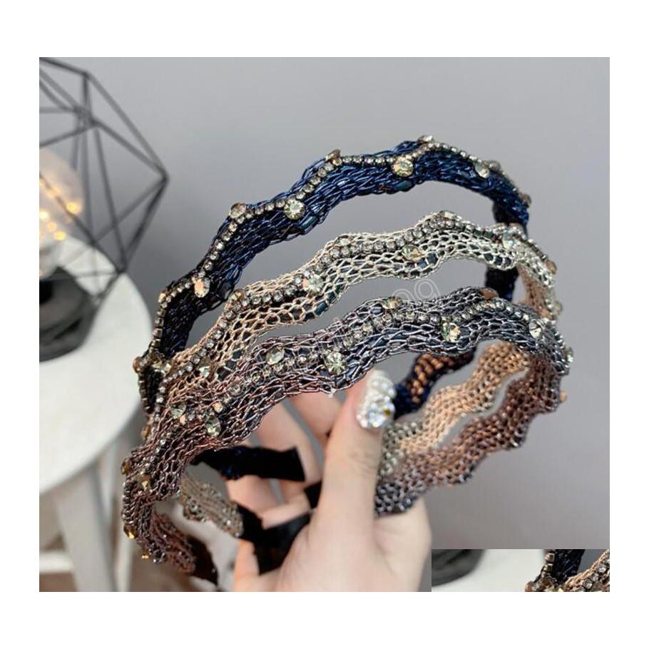 

Headbands Fashion Women Headwear Shining Rhinestone Hairband Top Quality Spring Summer Fresh Hair Accessories Party Jewelry Drop Del Dh6Ts