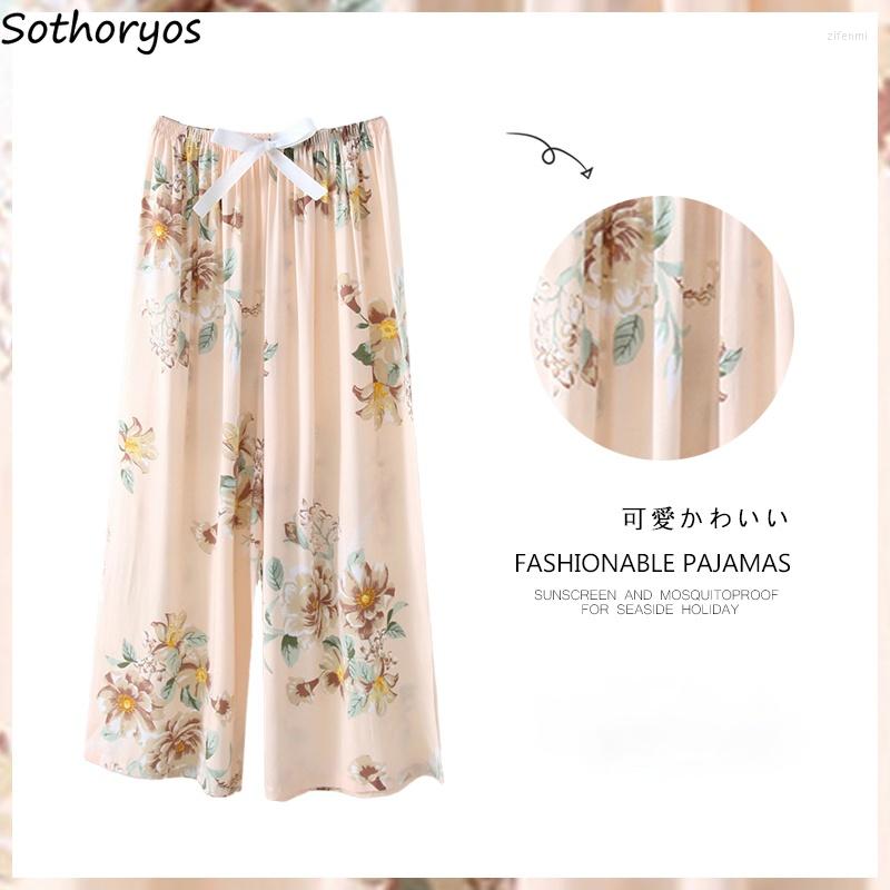 

Women's Sleepwear Women Loose Sleep Bottoms Floral Quick-dry Breathable Home Trendy Cozy Slouchy Nightwear Ankle Length Lounge Thin Summer, Clu701183