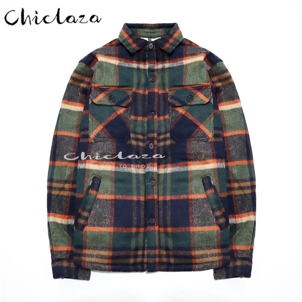 

Mens Jackets CHICLAZA Autumn Winter Men Thick Warm Lambswool Jacket Coat Vintage Plaid Long sleeve Casual Multicolor Outwear Tops Male 230203, Plaid 8