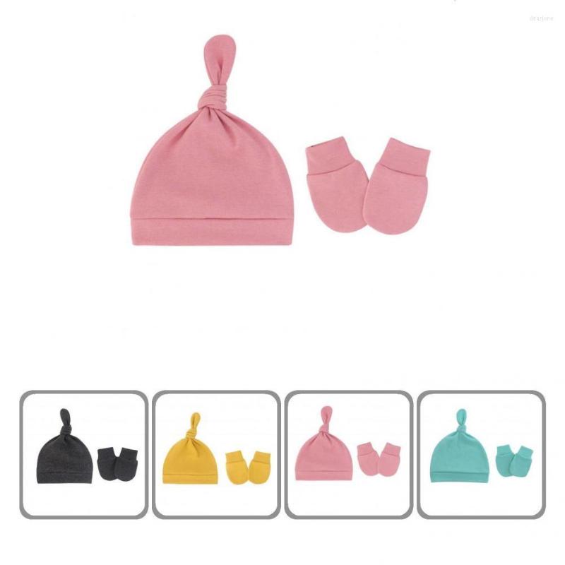 

Hats Regular Fit 2Pcs/Set Fabulous Protective Baby Hat Gloves Headwear Bonnet Solid Color For Outdoor, White