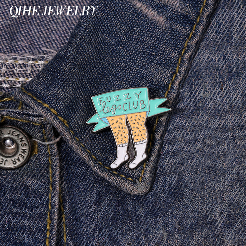 

Fuzzy Leg Club Enamel Pin Brooch Metal Lapel Pin Badge Bag Sweater Hat Jewelry Friends Gifts Accessories Wholesale
