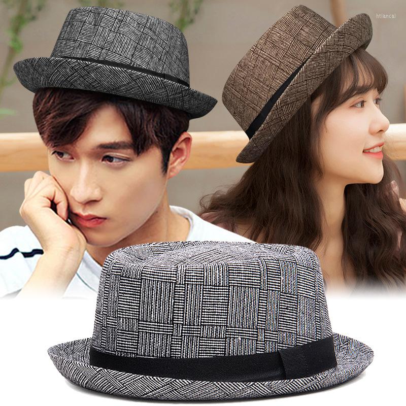 

Berets Europe United States Cotton And Print Sunscreen Top Hat Simple Retro Jazz Outdoor Shade Gentleman Hip Hop Dance